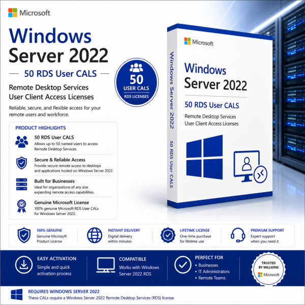 Server 2022 – 50 RDS User CALS