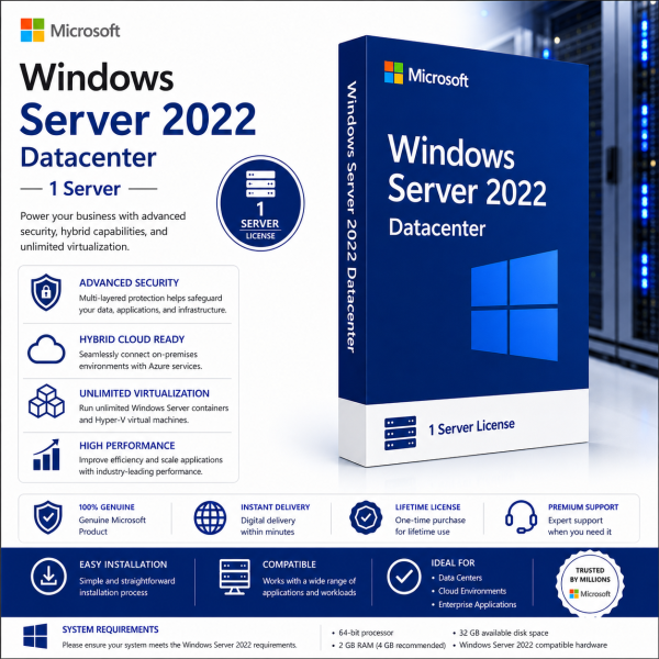 Windows Server 2022 Datacenter - 1 Server