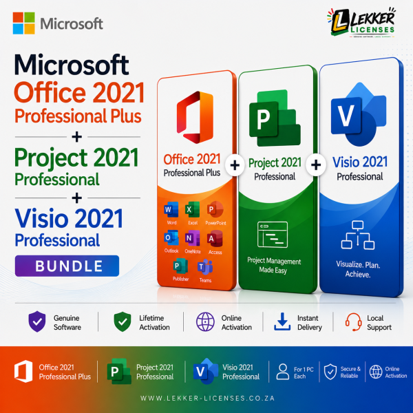 Microsoft Office 2021 Professional Plus + Project 2021 Professional + Visio 2021 Professional Bundle