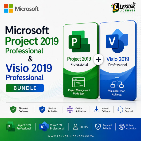 Microsoft Project 2019 Professional & Visio 2019 Professional Bundle
