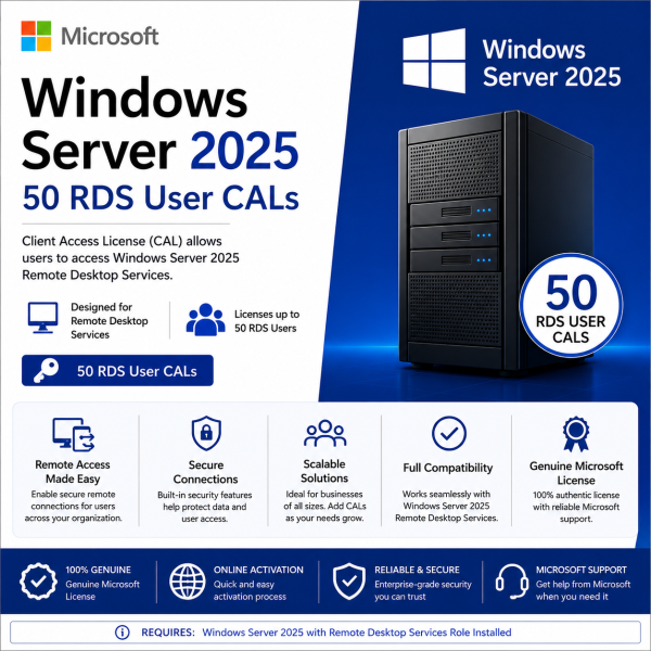 Server 2025 – 50 RDS User CALS