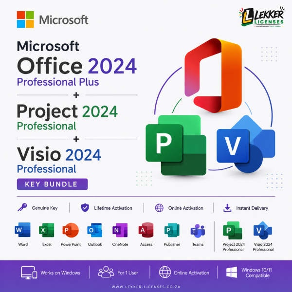 Microsoft Office 2024 Project 2024 Visio 2024 Professional Bundle for Windows