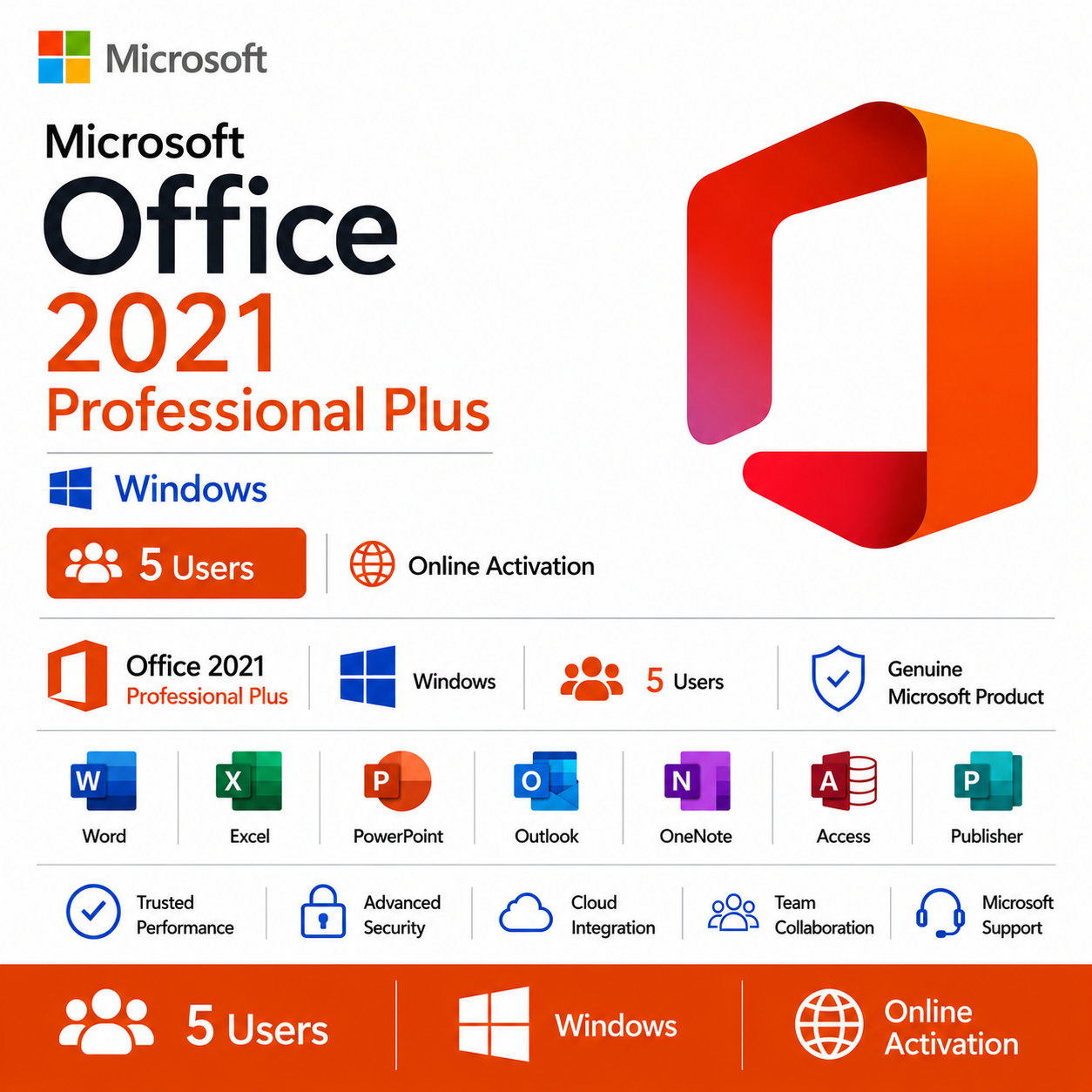 Microsoft Office 2021 Professional Plus 5 User Volume License