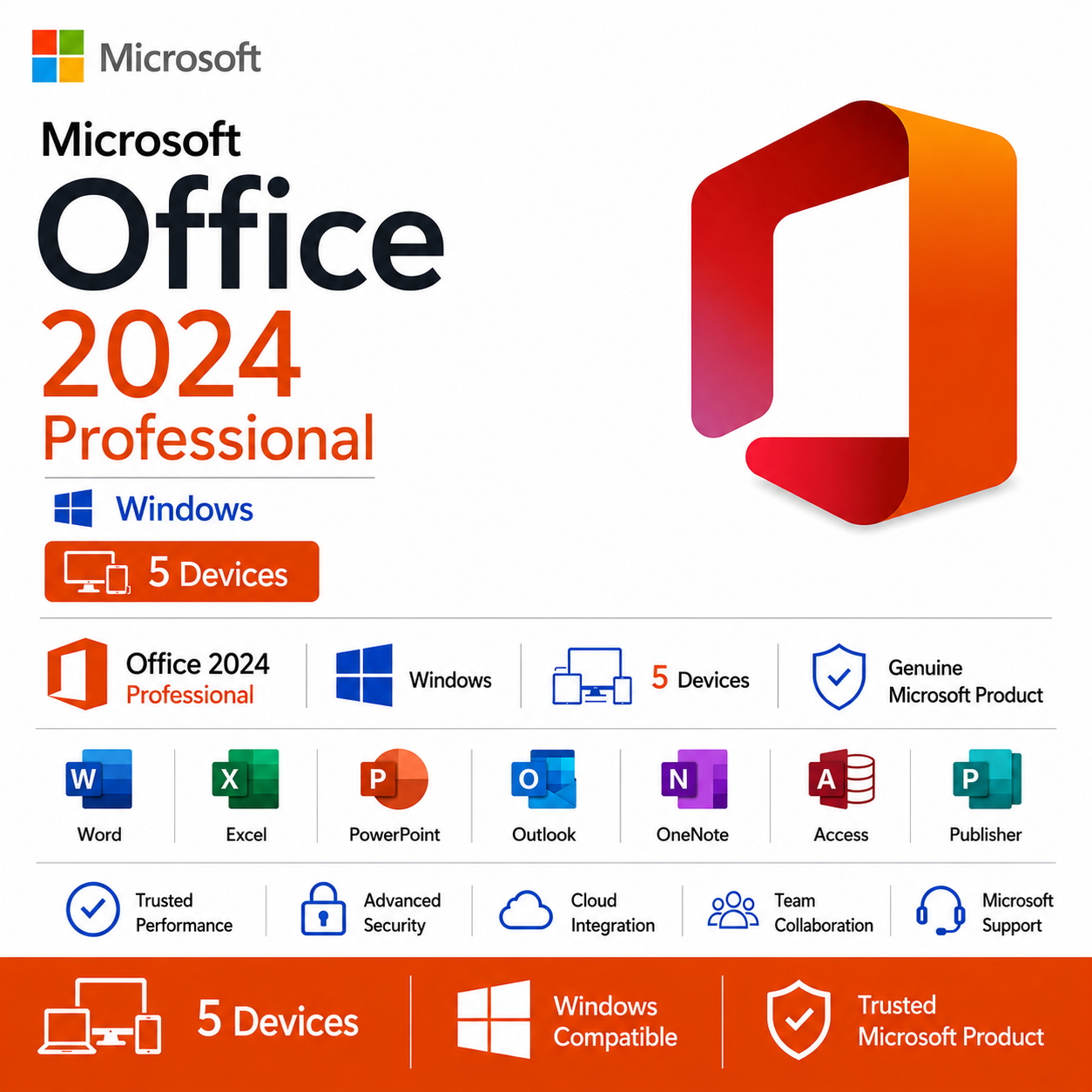 Microsoft Office 2024 Professional 5 Device Volume License