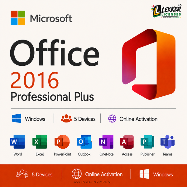 Microsoft Office 2016 Professional Plus 5 Device Volume License