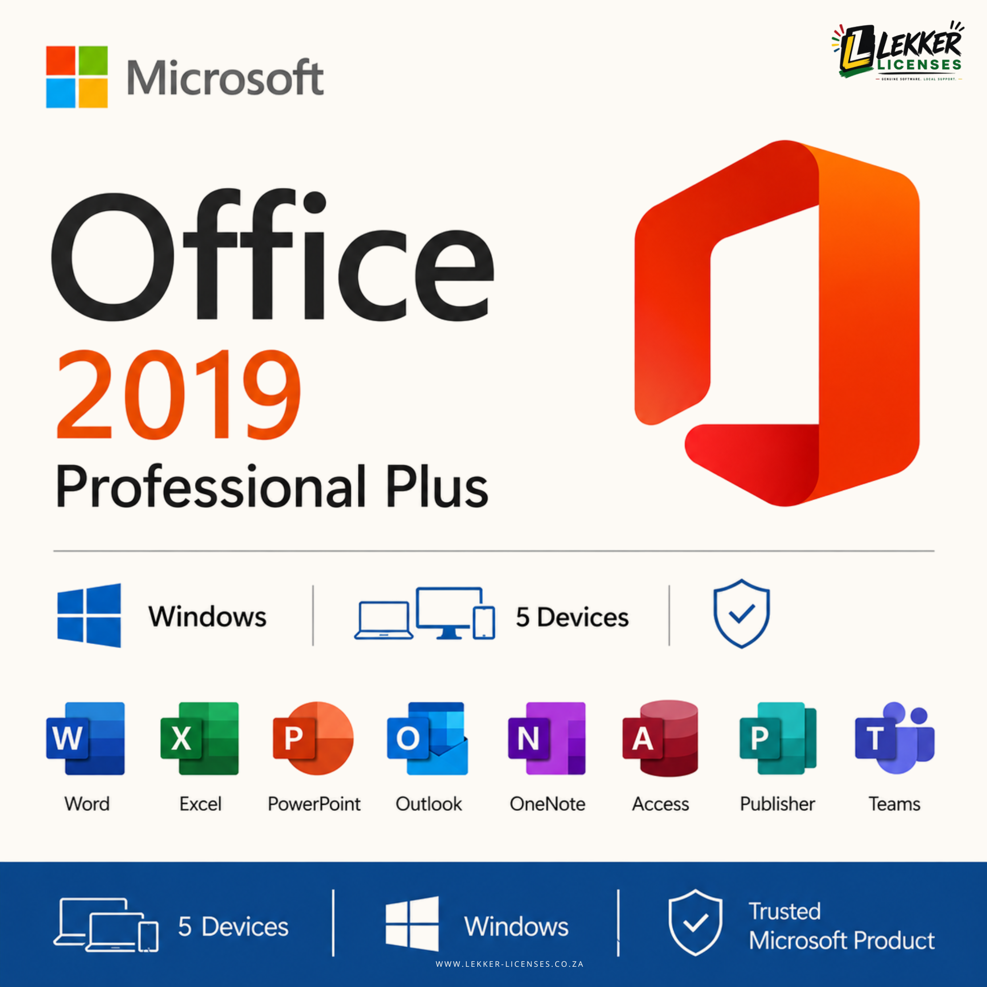Microsoft Office 2019 Professional Plus 5 User Volume License genuine digital license South Africa