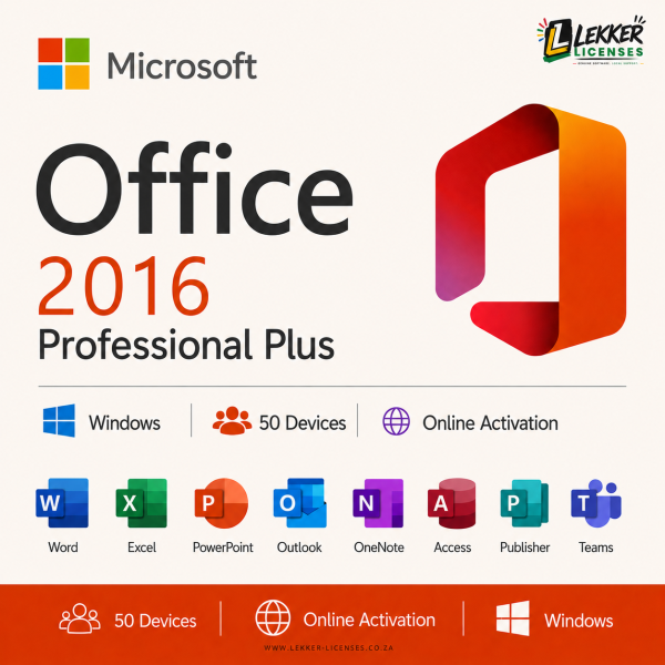 Microsoft Office 2016 Professional Plus 50 Device Volume License for Windows